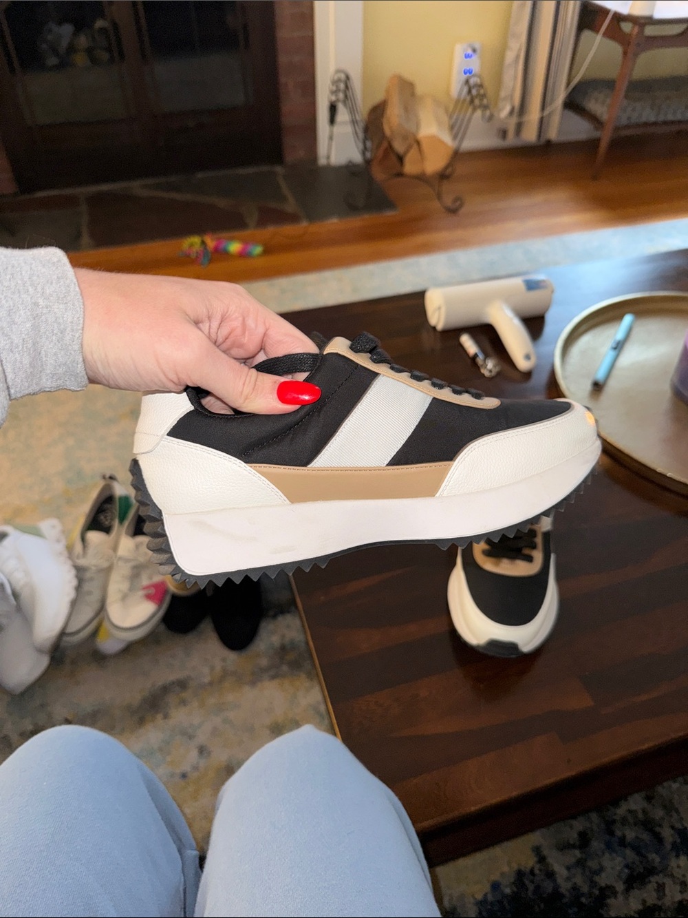 Dolce Vita Women's Sneakers in Black, White & Tan - Picture 4 of 5